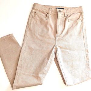 Ann Taylor High Waisted Cropped Skinny Jeans in Beige